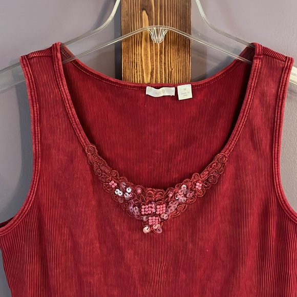 Apt. 9 beaded tank top 100% cotton - Picture 2 of 7